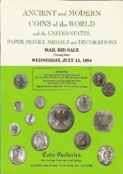 Coin Galleries July 13,1994: Ancient and Modern Coins of the World and the United States