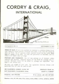 Cordry & Craig, International September 18,1974: Catalog #14