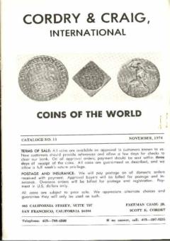 Cordry & Craig, International November 1974: Catalog #15 - Coins of the World