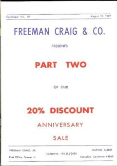 Freeman Craig & Co. August 15,1977: Catalog #39 - Part Two of Our Anniversary Sale