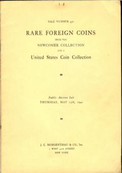 J. C. Morgenthau May 15,1941: Rare Foreign Coins from the Newcomer Collection and a United States Coin Collection