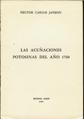 Las Acu�aciones Potosinas del A�o 1760 by Janson, Hector Carlos