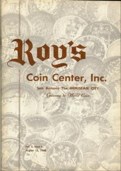 Roy's Coin Center, Inc. August 15,1968: Catalog Vol. 2, Issue 6