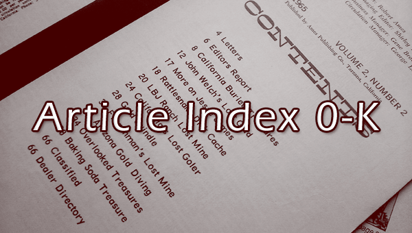 Magazine Article Index Titles 0 through K